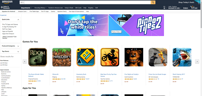 Amazon  Веб-страница App Store