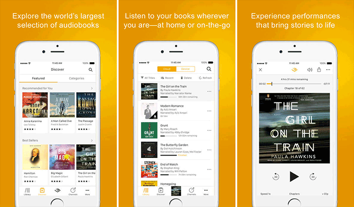 Снимки аудиокниги из приложения Audible для iPhone и iPad