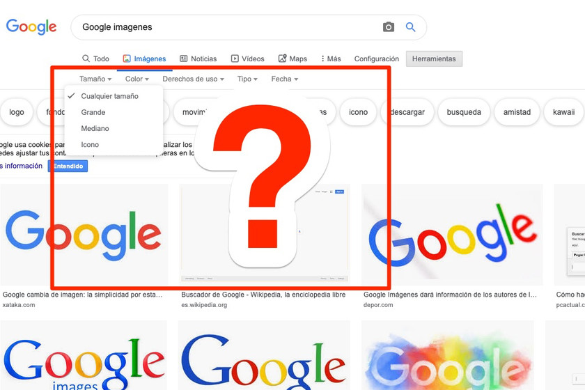 Google Images исключает возможность найти точный размер или минимальное разрешение