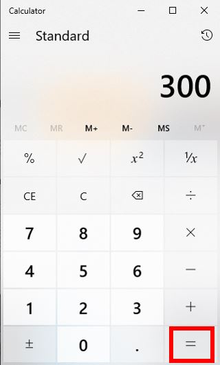 Наконец нажмите процент был рассчитан