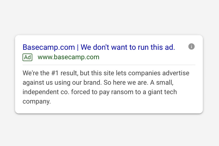 Реклама в Google - это «афера» и «шантаж» для Basecamp: «Мы не хотим размещать это объявление»