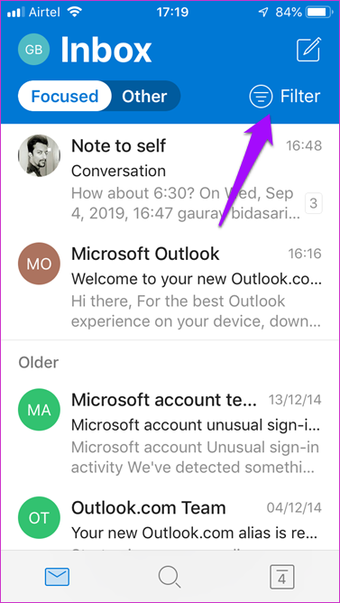 Приложение Outlook против Apple Почта 16