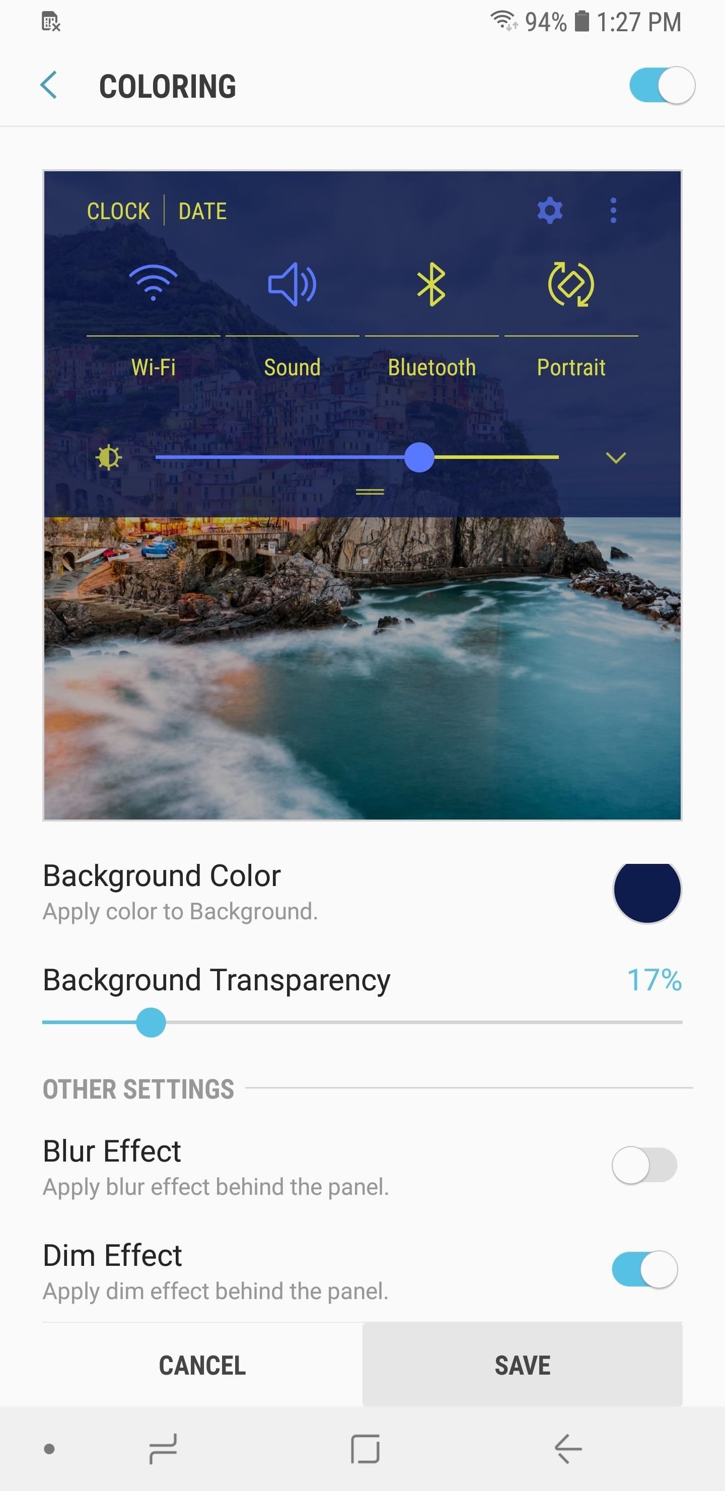 Как получить прозрачную панель быстрых настроек на вашем Galaxy S8 или S9