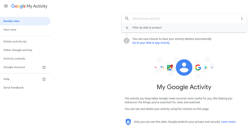 Домашняя страница Действия персональных данных Google 1