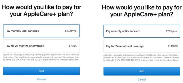AppleCare + теперь оплачивается ежемесячно по умолчанию и стоит дороже 2