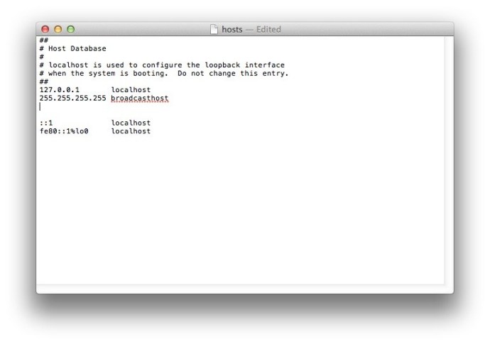 Изменить файл Hosts Mac OS X