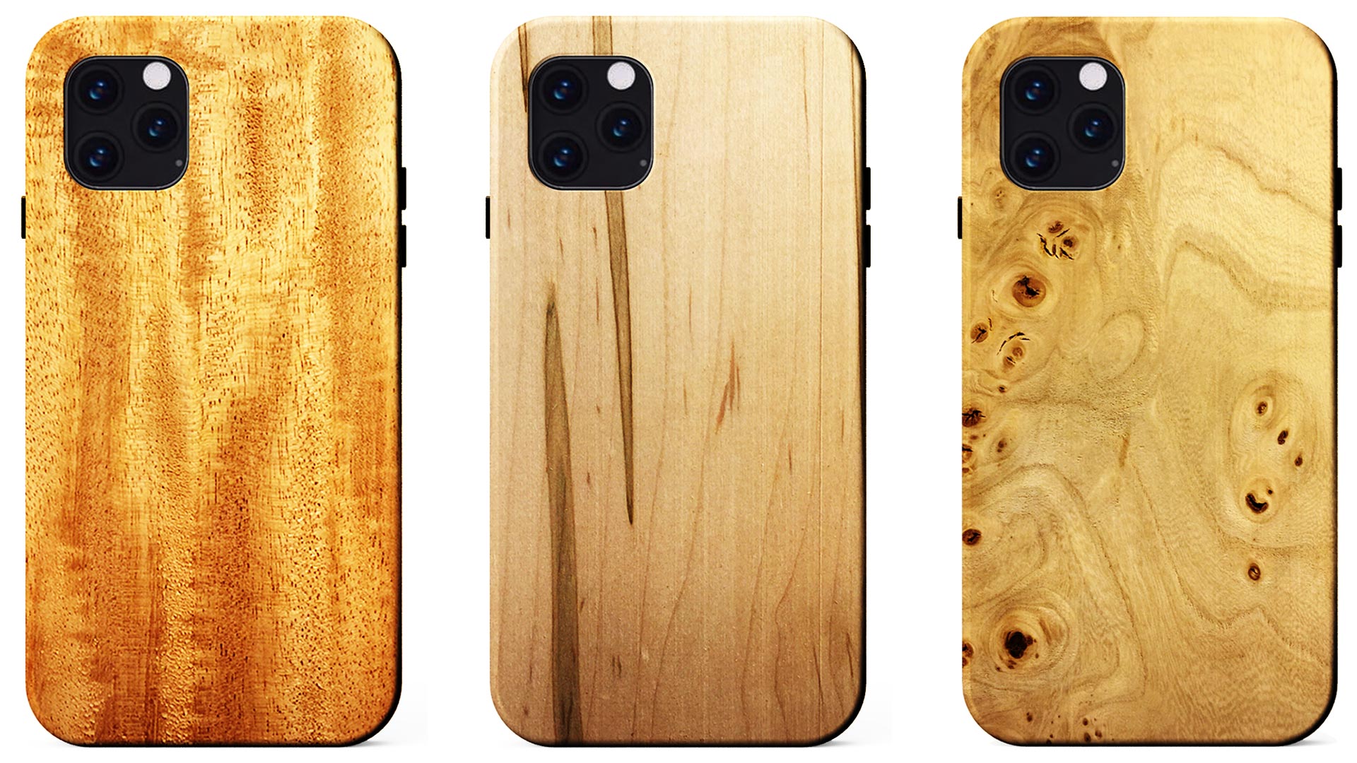 Ассортимент деревянных чехлов для iPhone 11, 11 Pro и 11 Pro Max от KERF