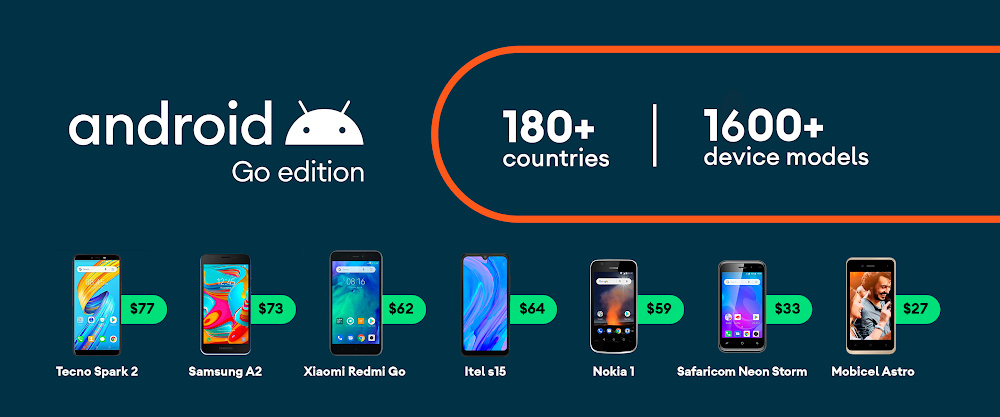 Получите 1600 устройств в более чем 180 странах Android 10 (Go Edition)