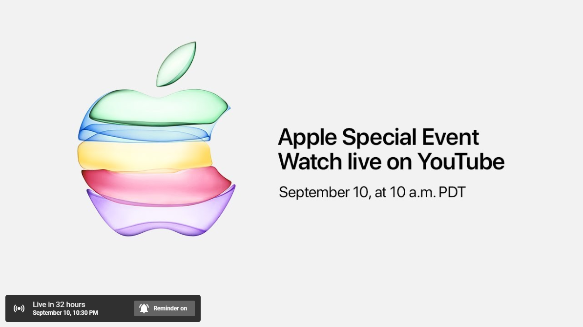 Apple транслировать событие iPhone 11 на YouTube в первый раз