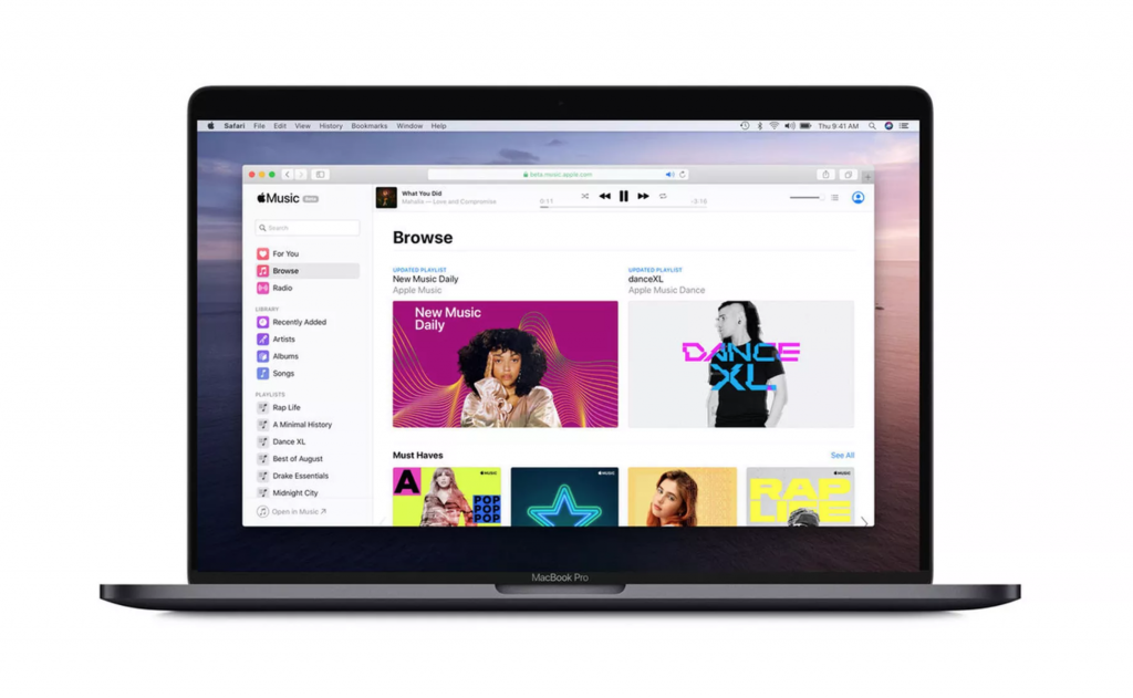 AppleВ новом браузере Apple Музыка запущена