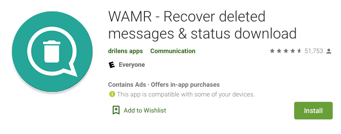 09.12.19, WhatsApp, удаленные сообщения, WAMR, приложение