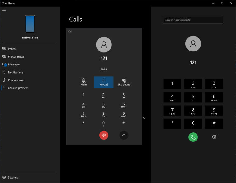 Настольное приложение Microsoft Your Phone для поддержки звонков