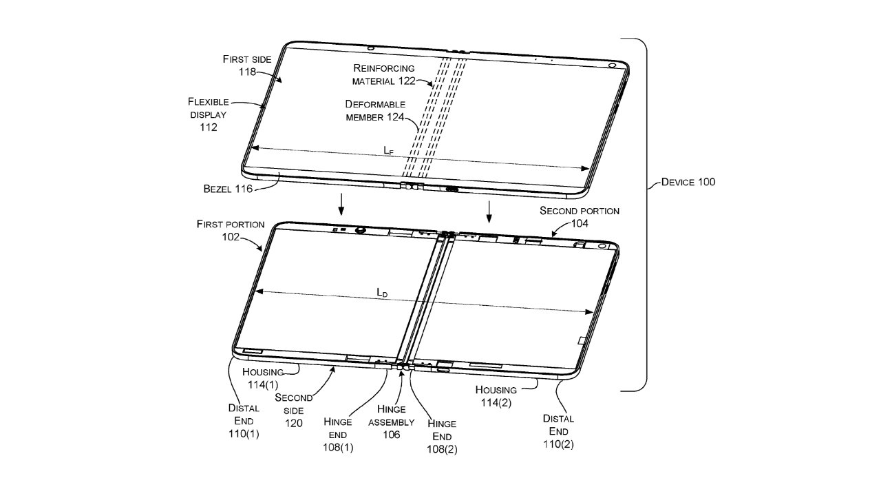 Патент Microsoft: подробности конструкции петель для двухэкранного поверхностного устройства