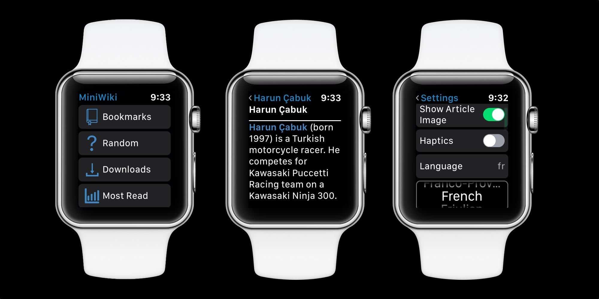 Приложение MiniWiki для Apple Watch Добавляет независимый язык и случайную функцию