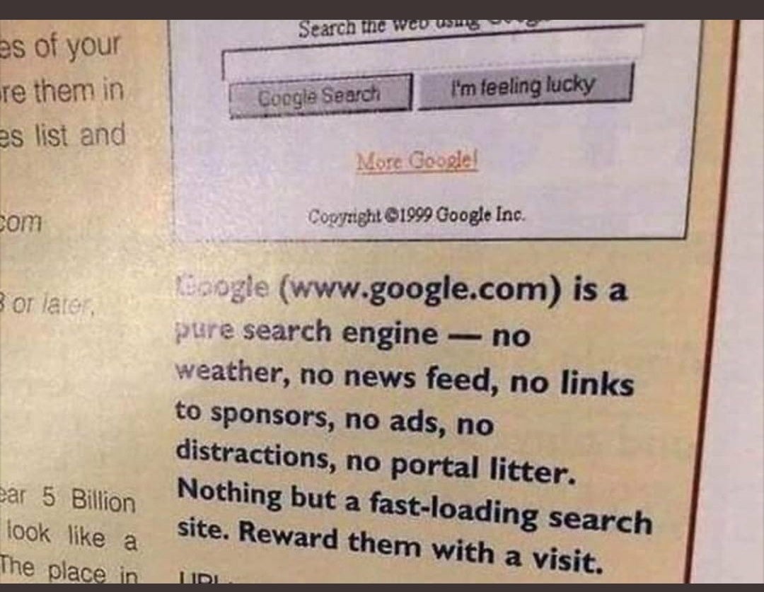 Поисковая система Google 1999