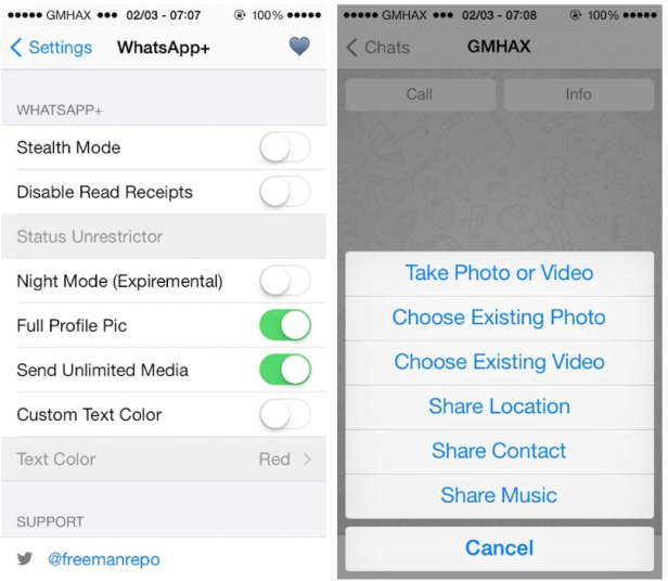 WhatsApp Plus iPhone iPad Особенности