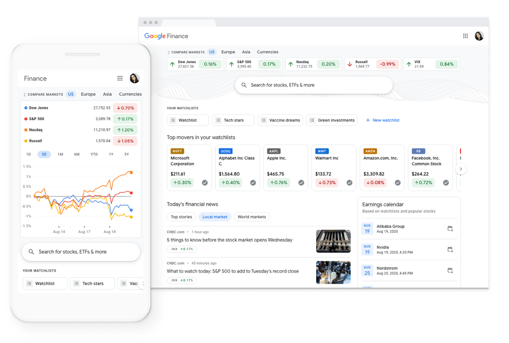 Google Finance получает редизайн для настольной и веб-версии