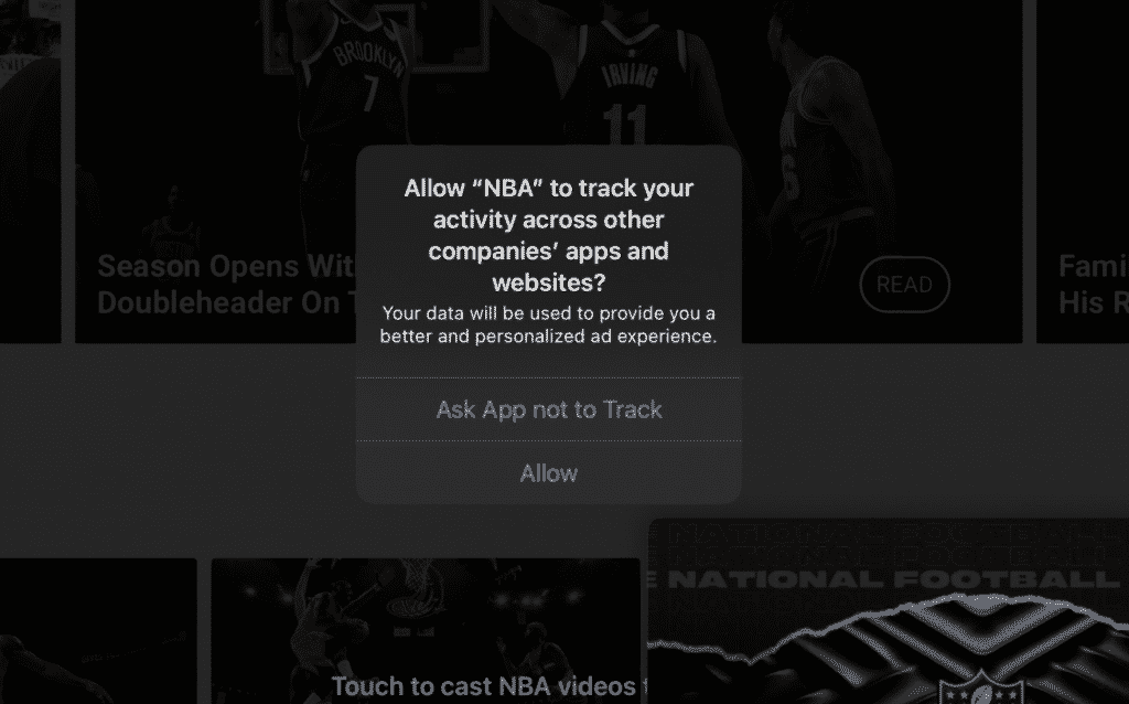 Отслеживание активности NBA на iOS 14