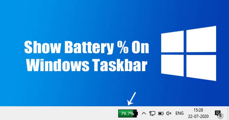 Как показать процент заряда батареи на Windows 10 Панель задач