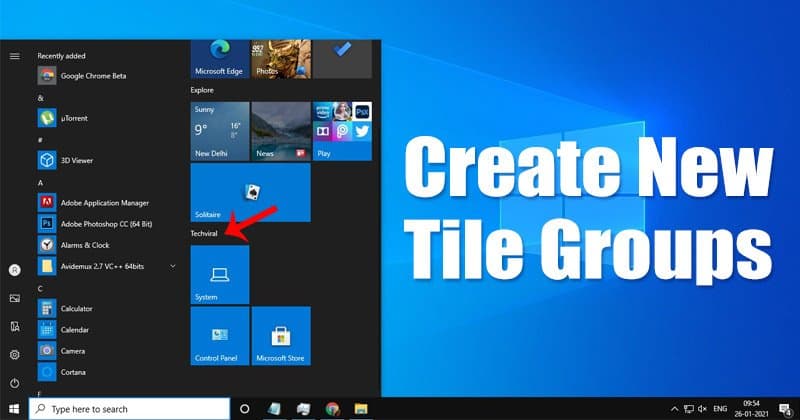 Как создать новые группы плиток на Windows 10 Меню Пуск