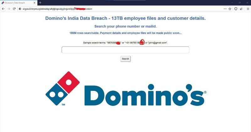Нарушение данных Domino's India: информация о заказах за 18 кроров доступна в Dark Web