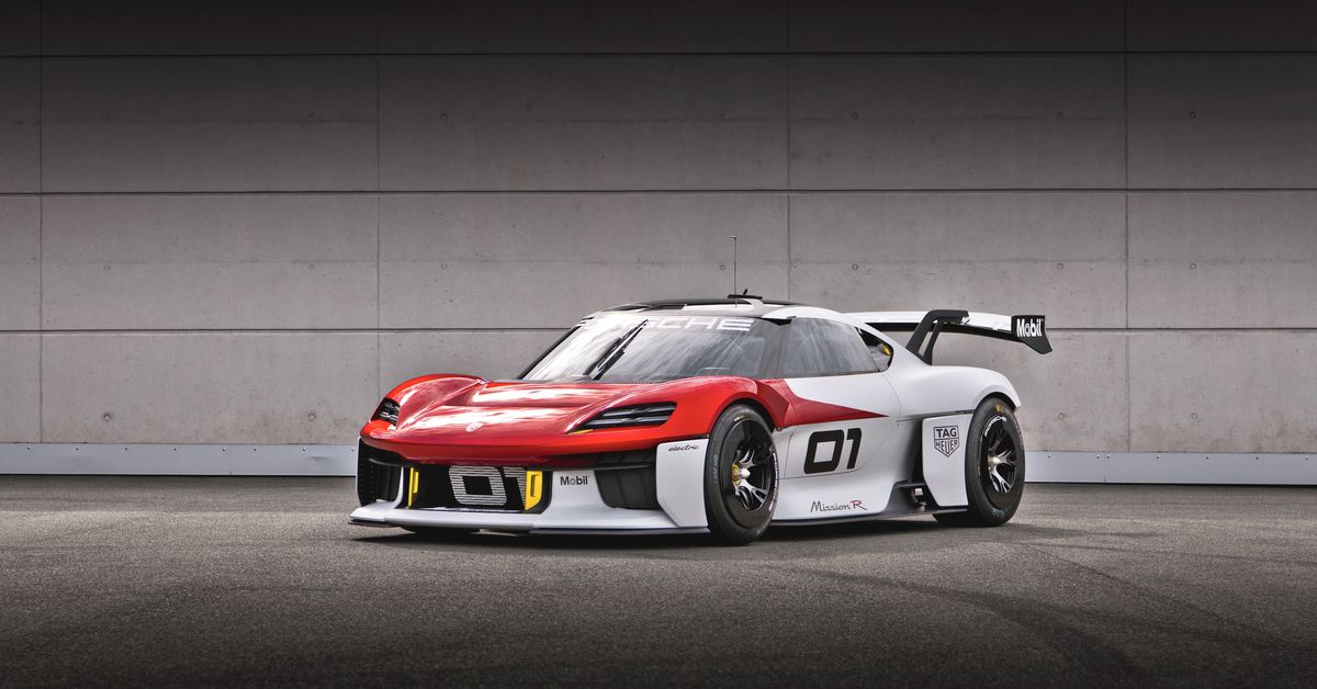 Новый электрический концептуальный гоночный автомобиль Porsche Mission R создан для трансляции