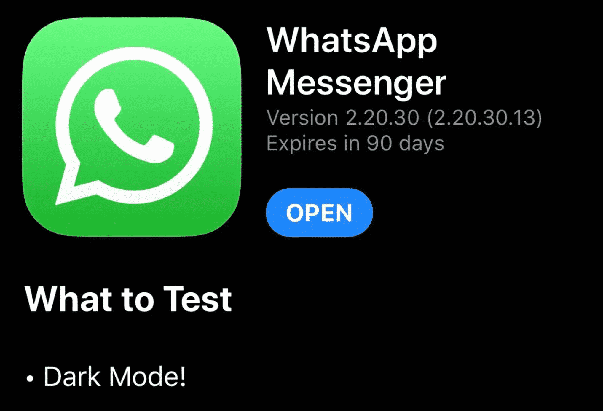WhatsApp Beta on iOS has Dark Mode