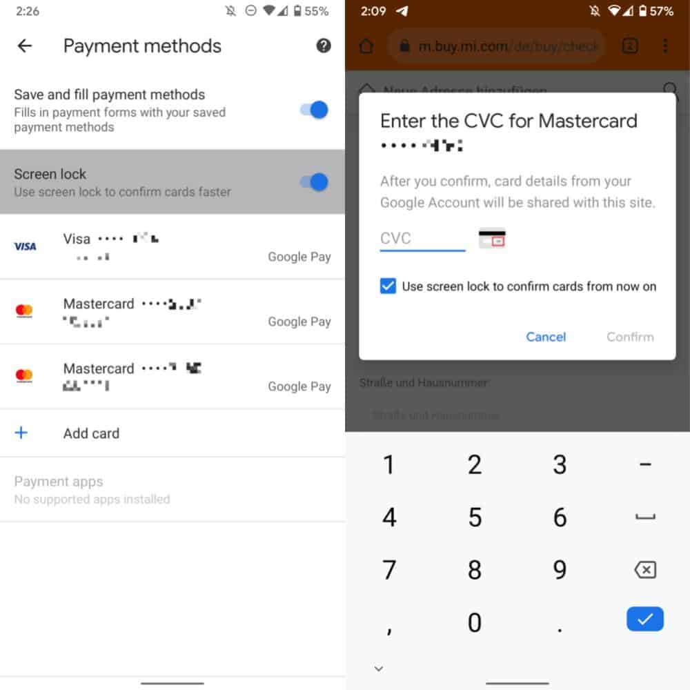 Блокировка экрана биометрии аутентификации автозаполнения платежей Chrome от Android Police