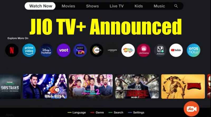 Jio TV Plus: Reliance Jio объявляет о новой услуге