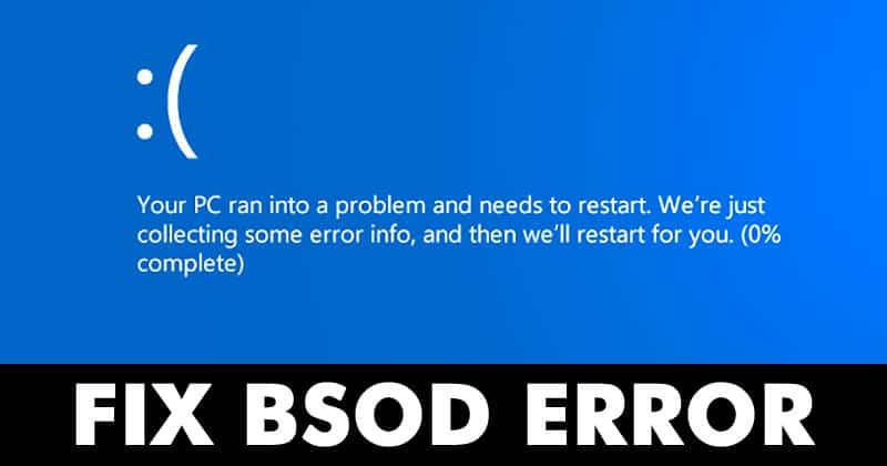 Как исправить ошибку BSOD `` Ваш компьютер столкнулся с проблемой ''