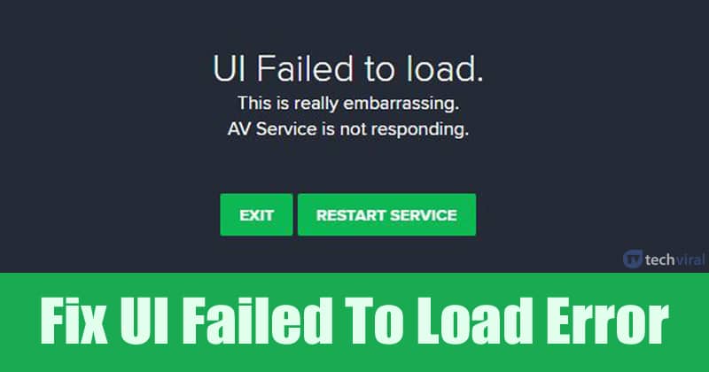 Как исправить ошибку при загрузке пользовательского интерфейса в антивирусе Avast