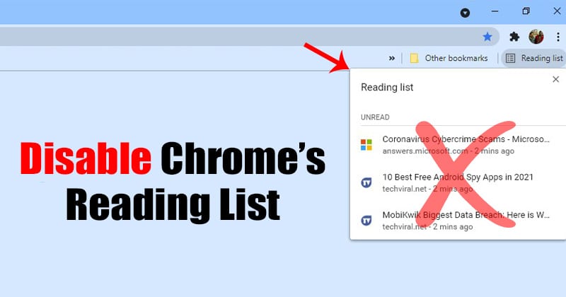 Как отключить & amp;  Удалить функцию списка чтения в Google Chrome