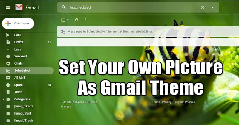 Как установить собственное изображение в качестве темы Gmail