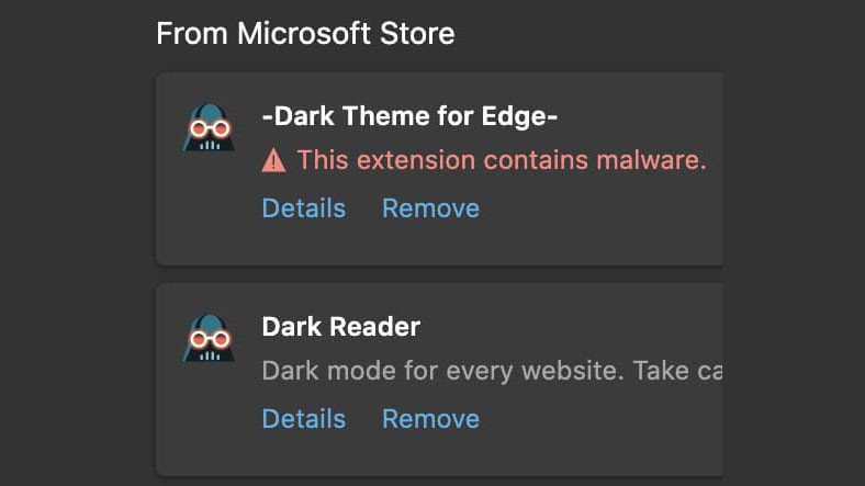 Удалены вредоносные расширения в Microsoft Edge