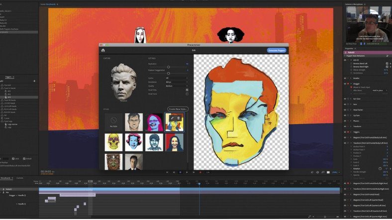 Adobe Characterizer превращает лицо в мультипликационную анимацию