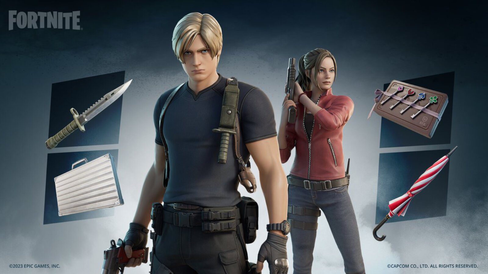 Fortnite Скины x Resident Evil: Леон и Клэр поступят в магазин предметов