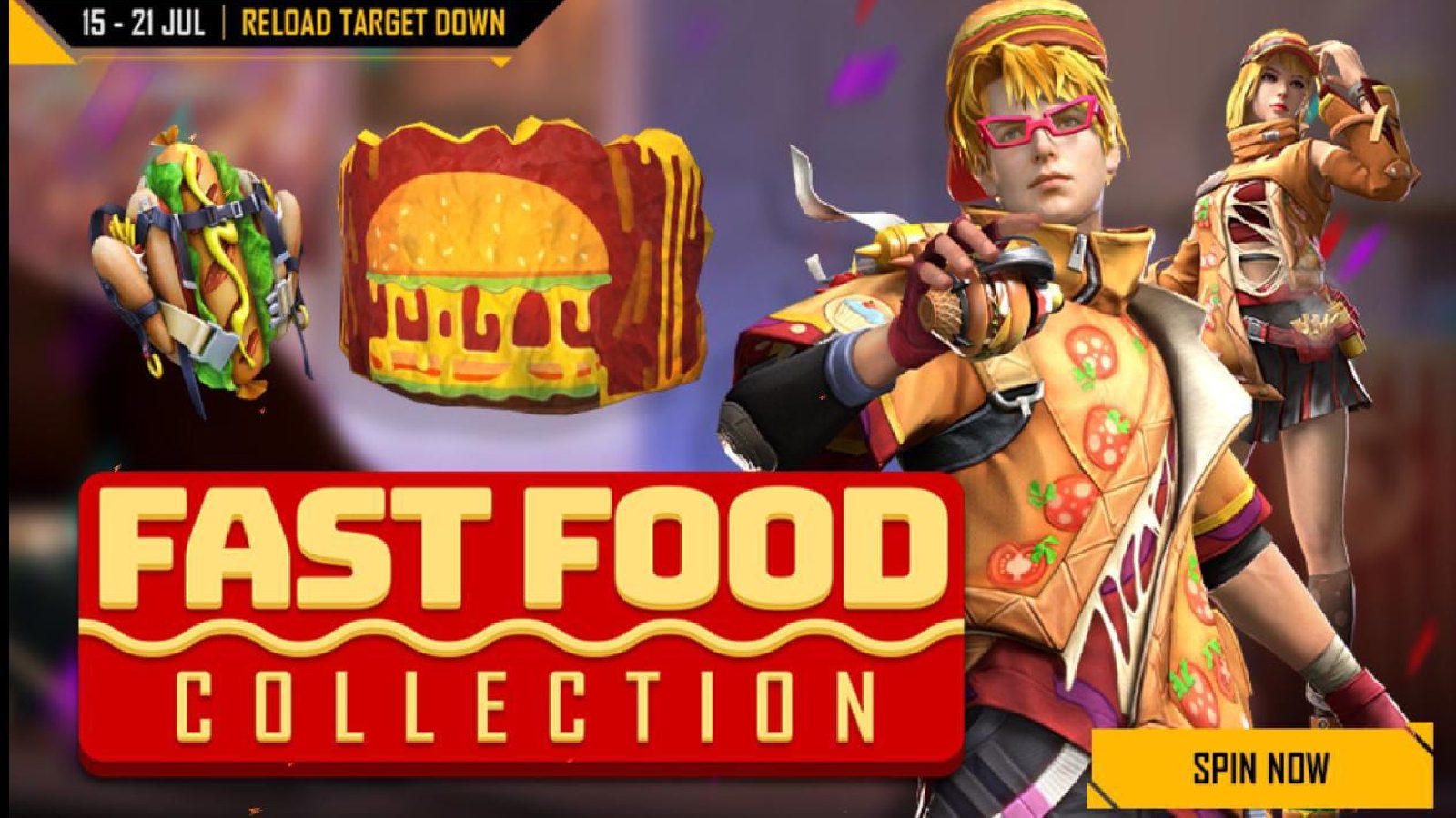 Бесплатное событие Fire Reload Target Down: получите коллекции фаст-фуда и вкусности на тему гамбургеров.