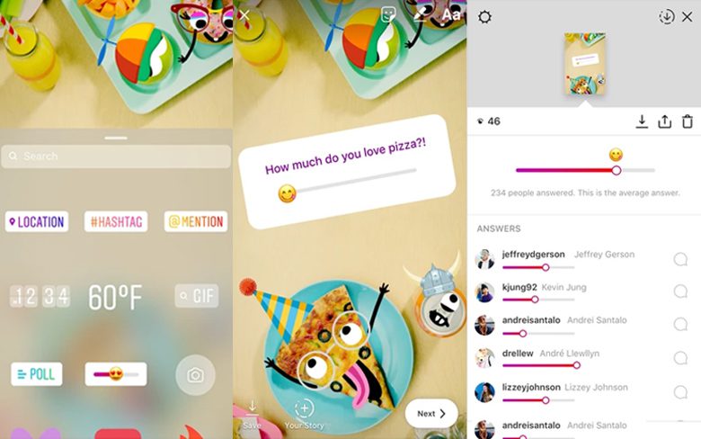 Слайдер-стикер Emoji: интересный способ взаимодействия с друзьями Instagram